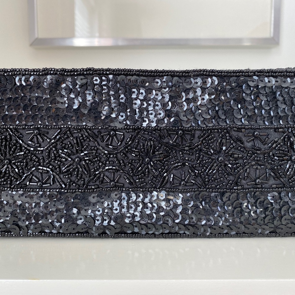 Sequinned Black Evening Bag